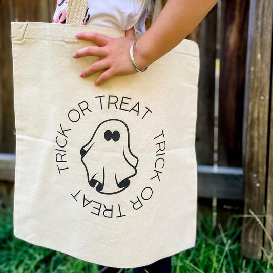 Trick Or Treat Circle Ghost Tote Bag