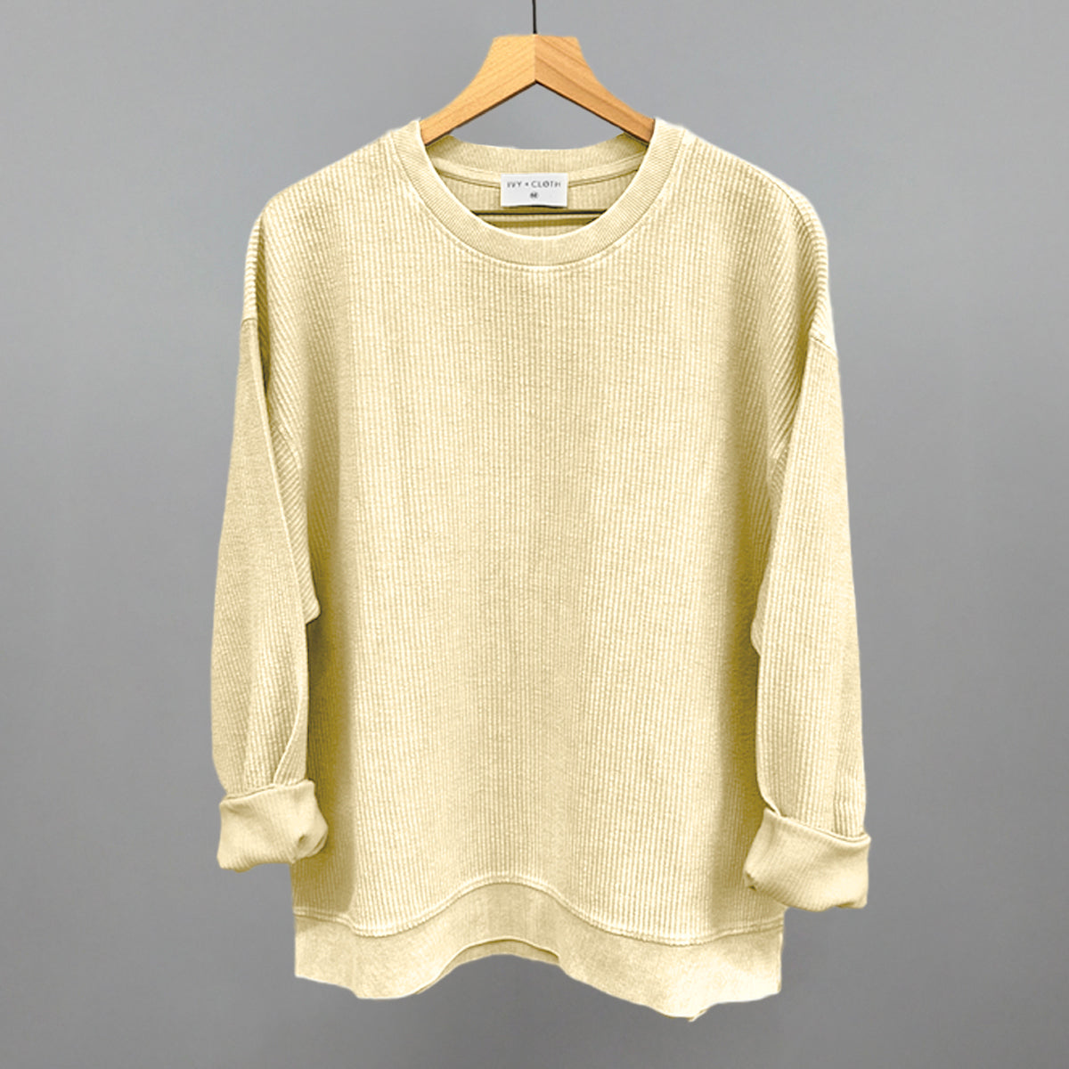 Butter Yellow Oversized Corded Crew