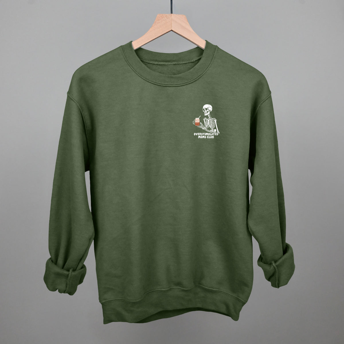Overstimulated Moms Club (Skeleton + Coffee) (Left Chest)