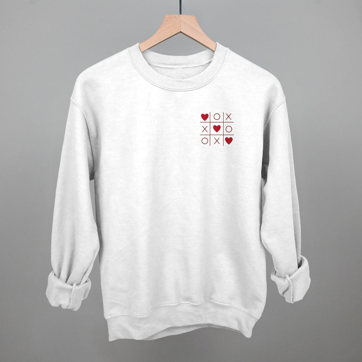 Tic Tac Toe Red Hearts (Left Chest)