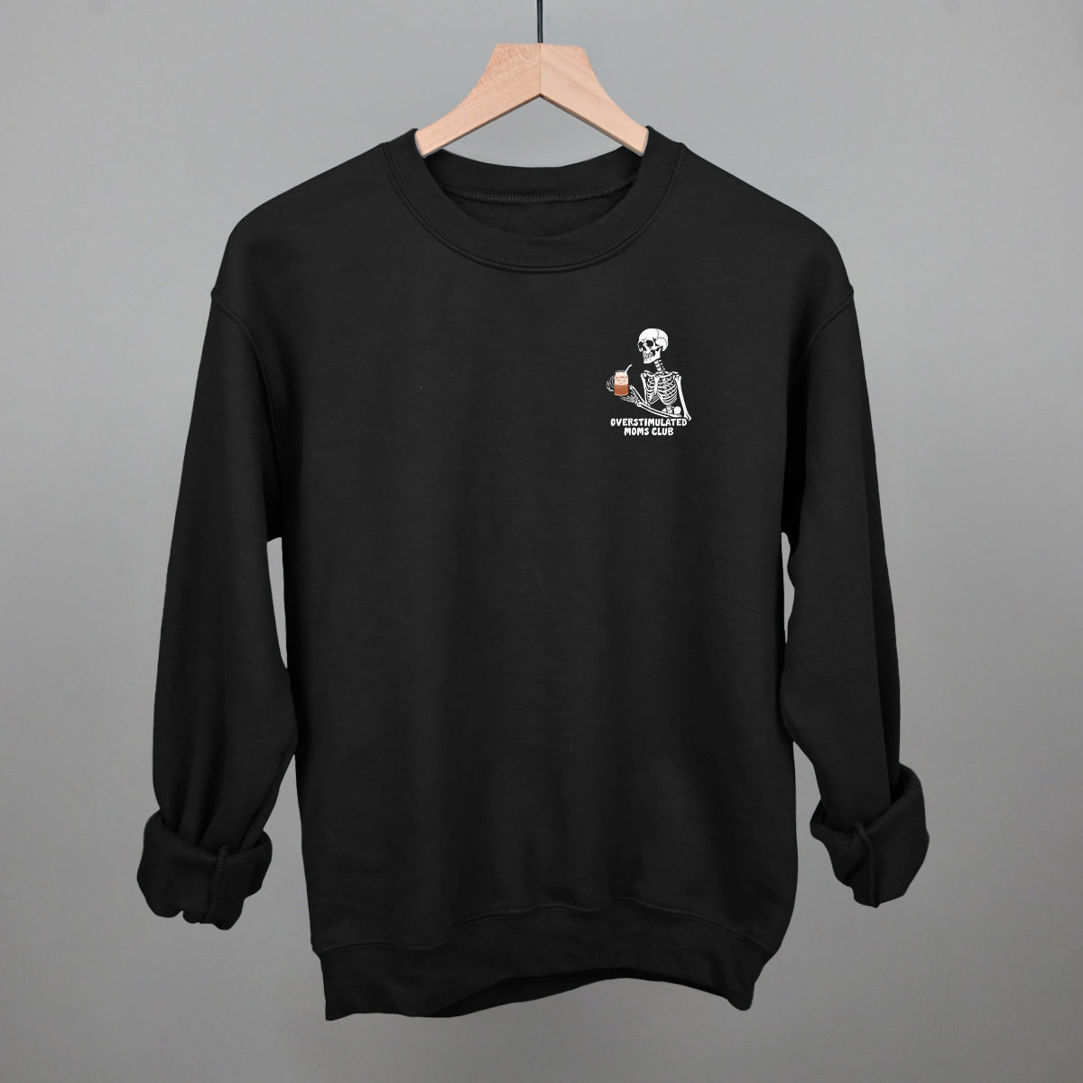 Overstimulated Moms Club (Skeleton + Coffee) (Left Chest)