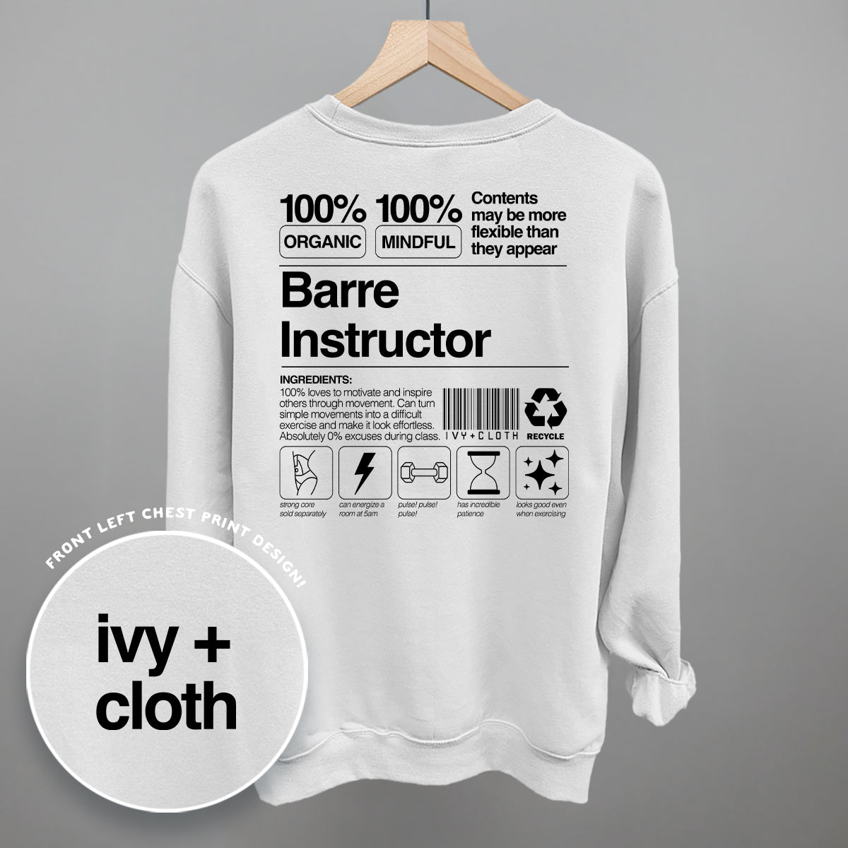 Barre Instructor Nutrition Facts (Back Print)