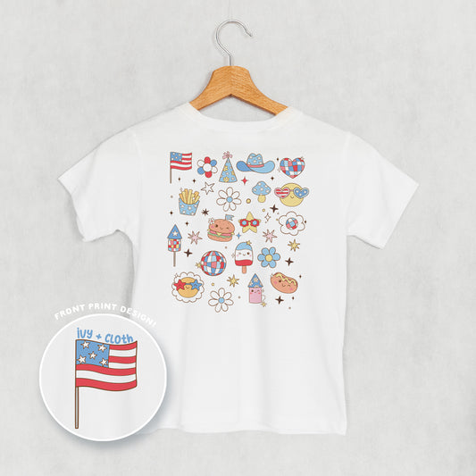 Patriotic Retro Doodles (Kids Back Print)