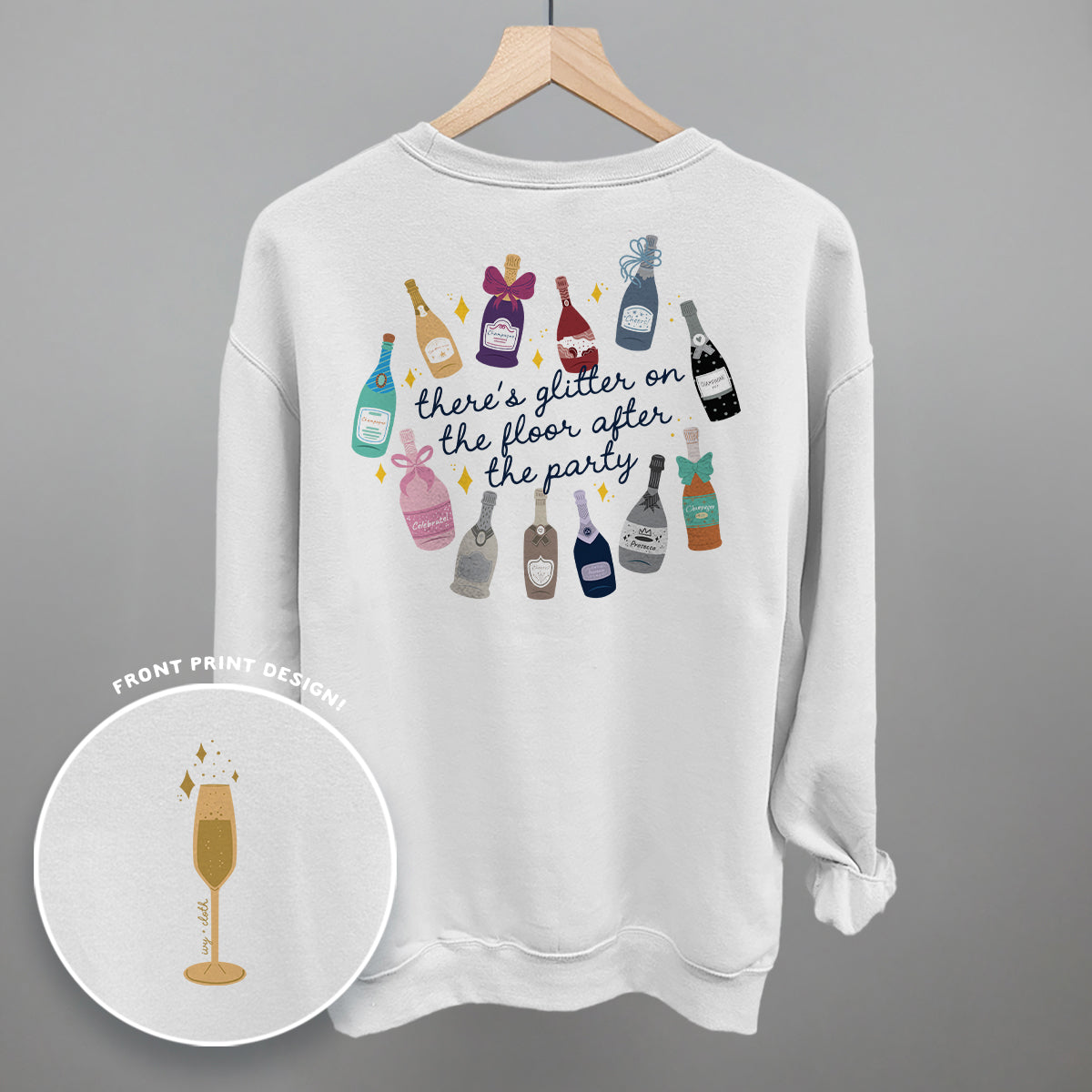 Glitter Champagne Bottles Doodle (Back Print)