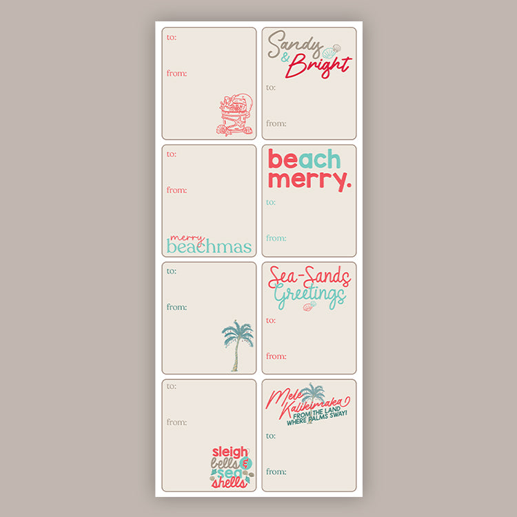 Merry Beachmas Holiday Tags (Sticker Sheet)