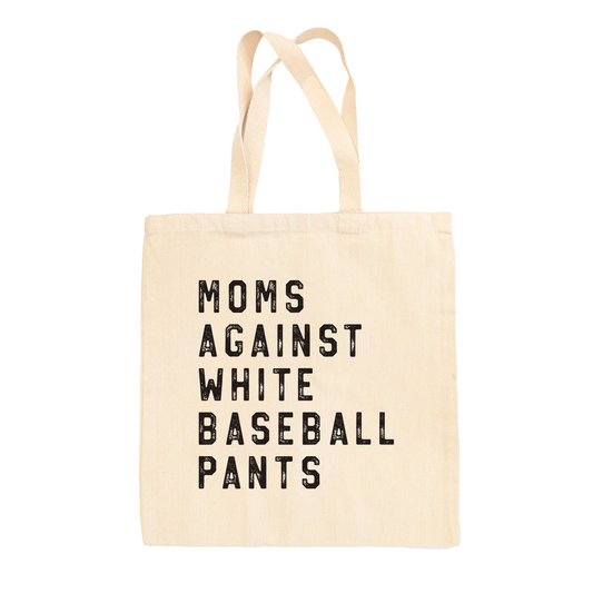 Moms Against White Baseball Pants Tote Bag