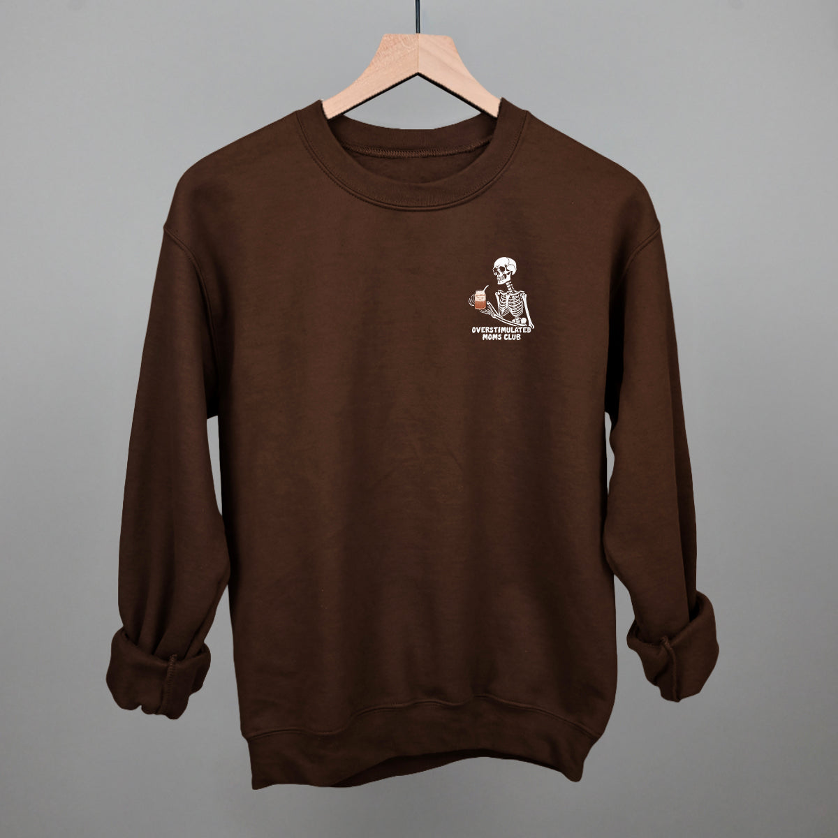 Overstimulated Moms Club (Skeleton + Coffee) (Left Chest)