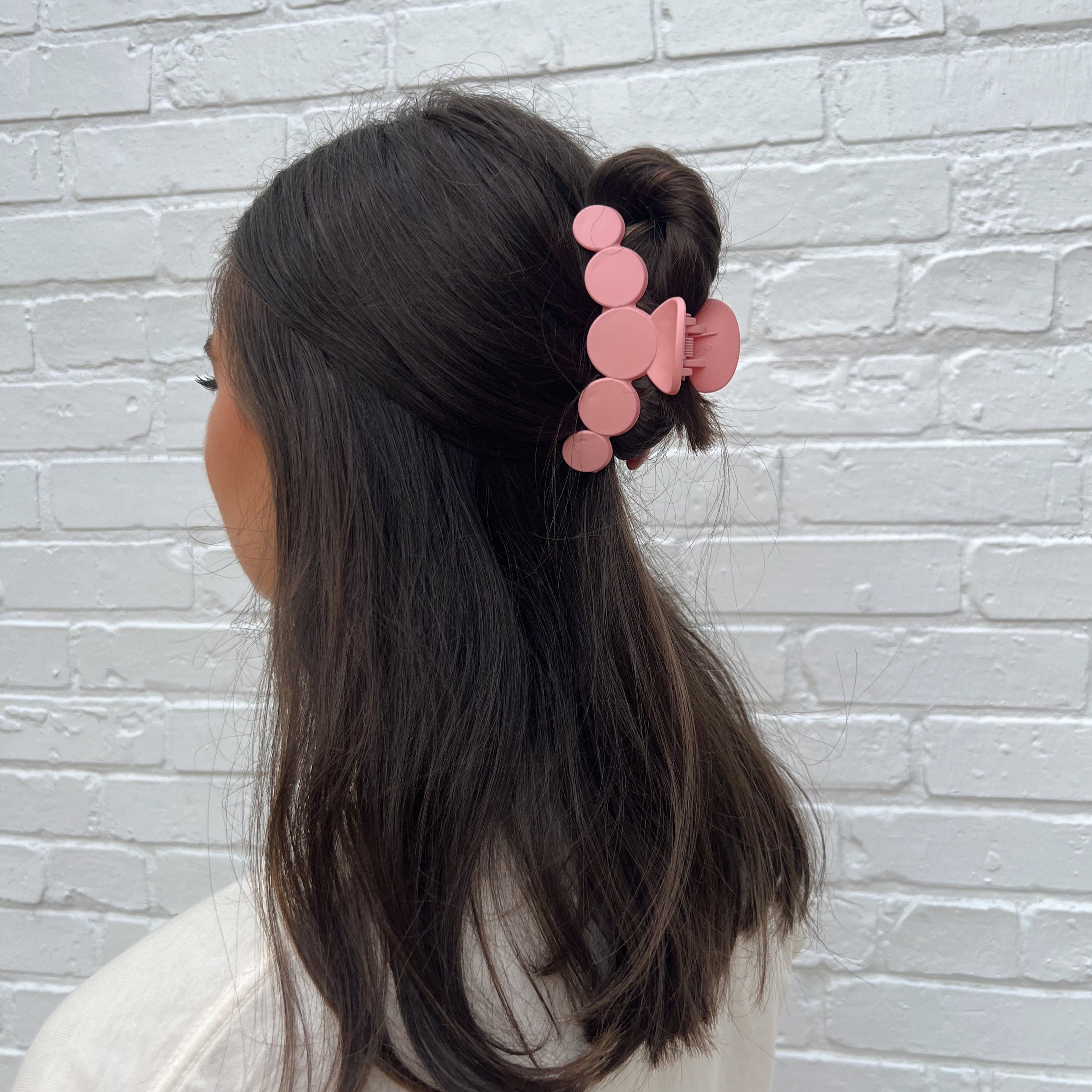 Peachy Pink Circles Claw Clip