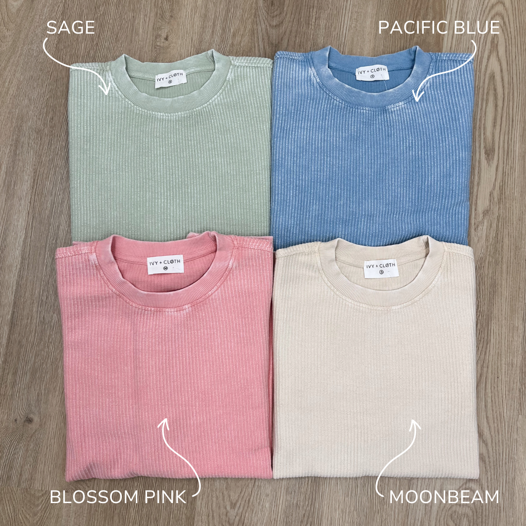 Pacific Blue Oversized Corded Crew