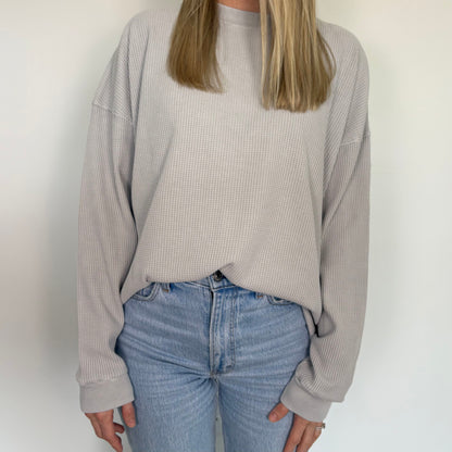 Stone Grey Relaxed Waffle Long Sleeve