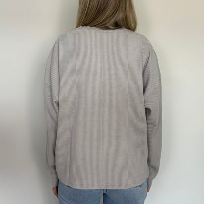 Stone Grey Relaxed Waffle Long Sleeve