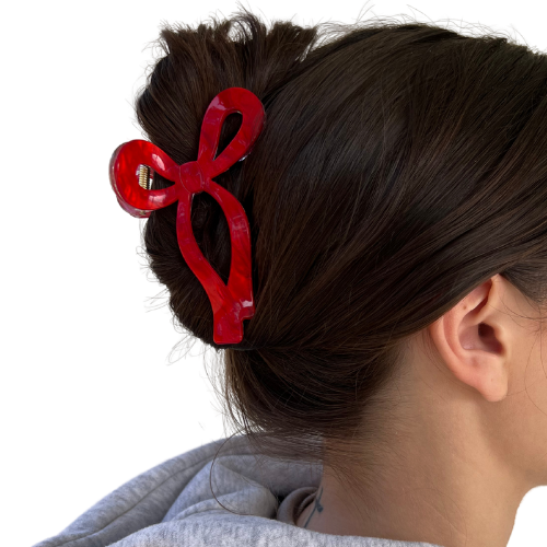 Red Bow Claw Clip