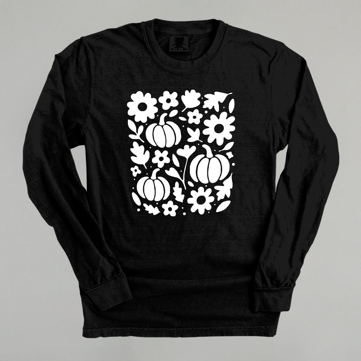 White Pumpkins, Leaves And Flowers