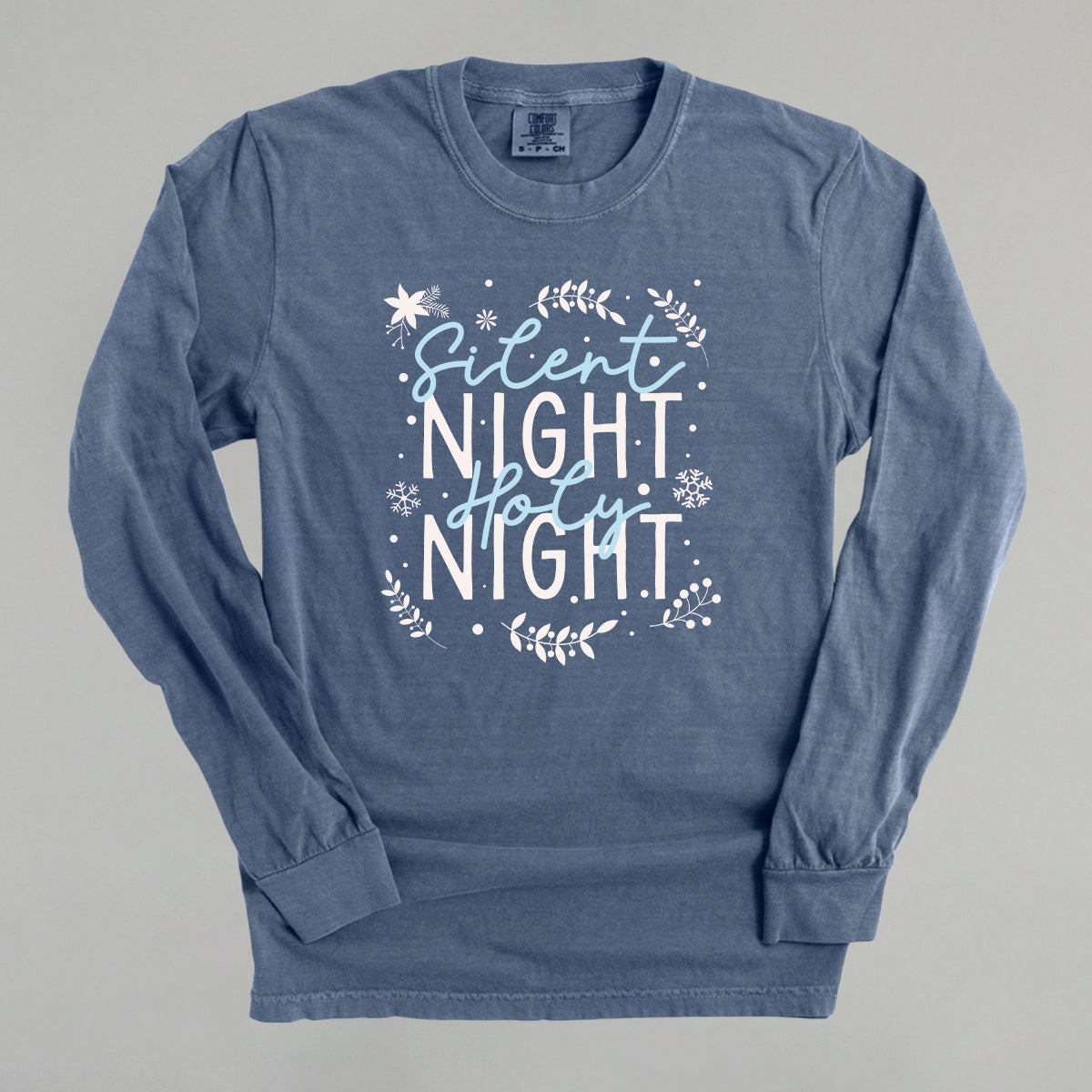 Silent Night Holy Night Blue & White Doodles