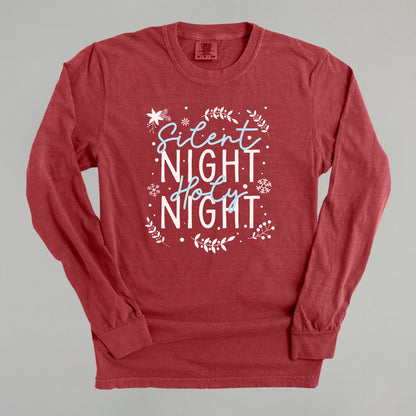 Silent Night Holy Night Blue & White Doodles