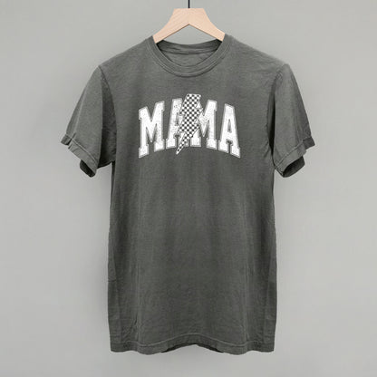Mama Checkered Lightning Bolt Distressed