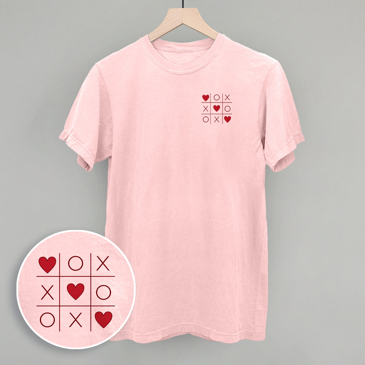 Tic Tac Toe Red Hearts (Left Chest)