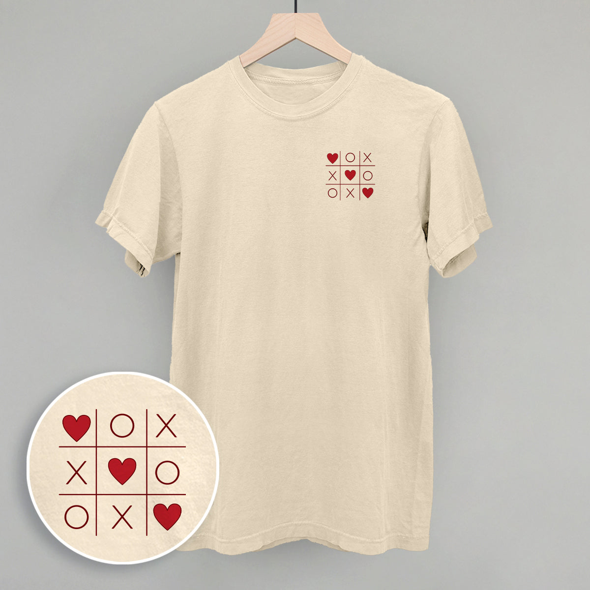 Tic Tac Toe Red Hearts (Left Chest)