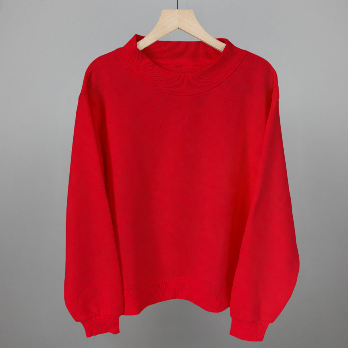 Red Oversized Fleece Mockneck