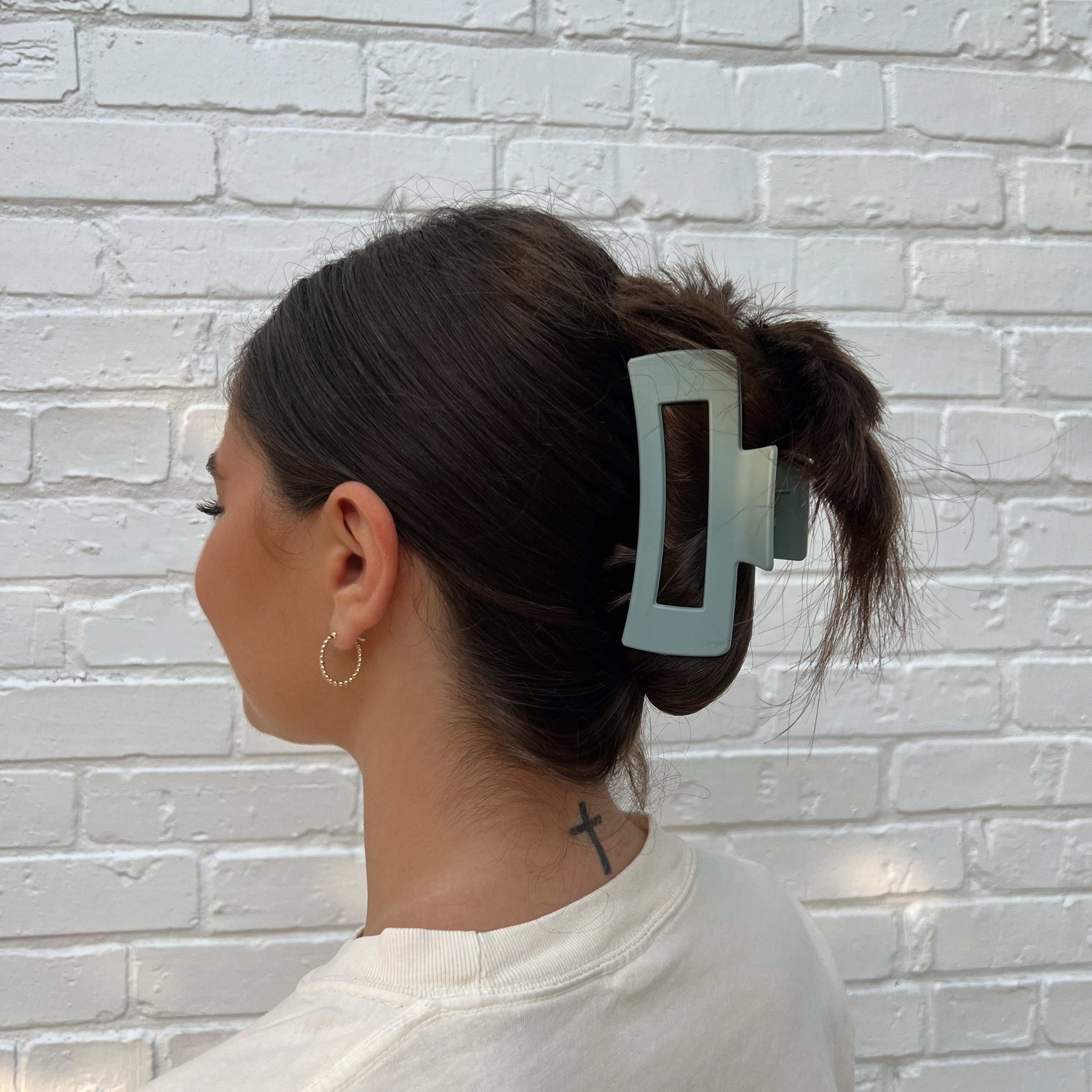 Fog Blue Rectangles Claw Clip