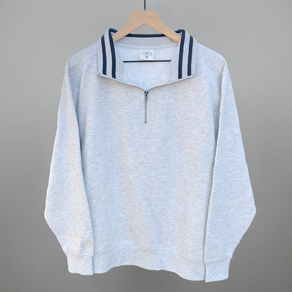 Heather Grey/Black Stripe Quarter Zip Pullover