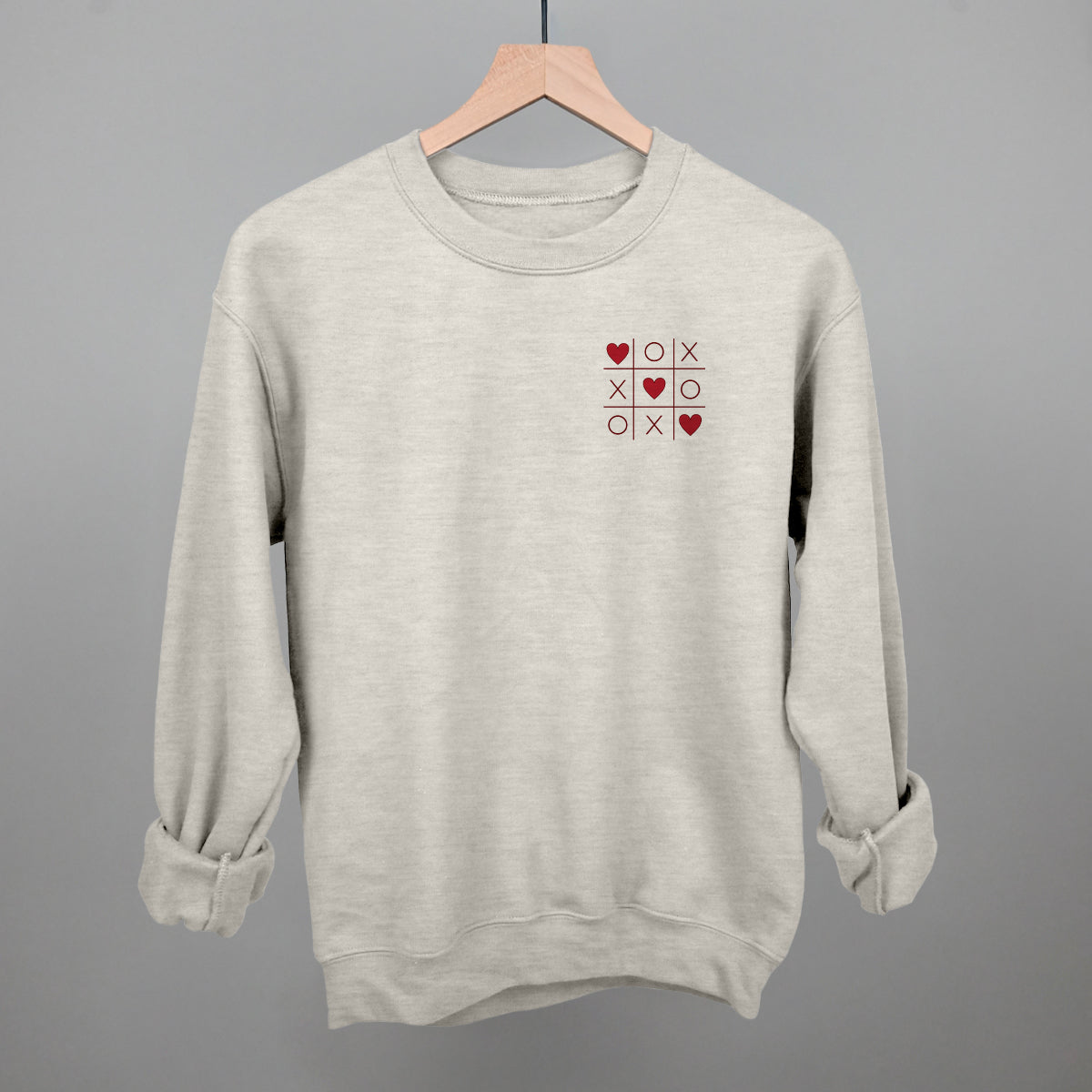 Tic Tac Toe Red Hearts (Left Chest)