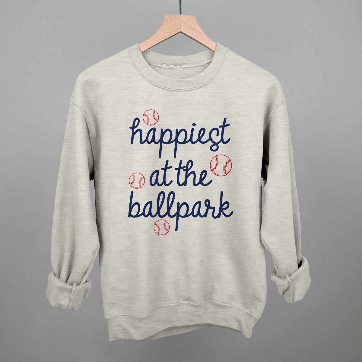 Happiest At The Ballpark Navy Script