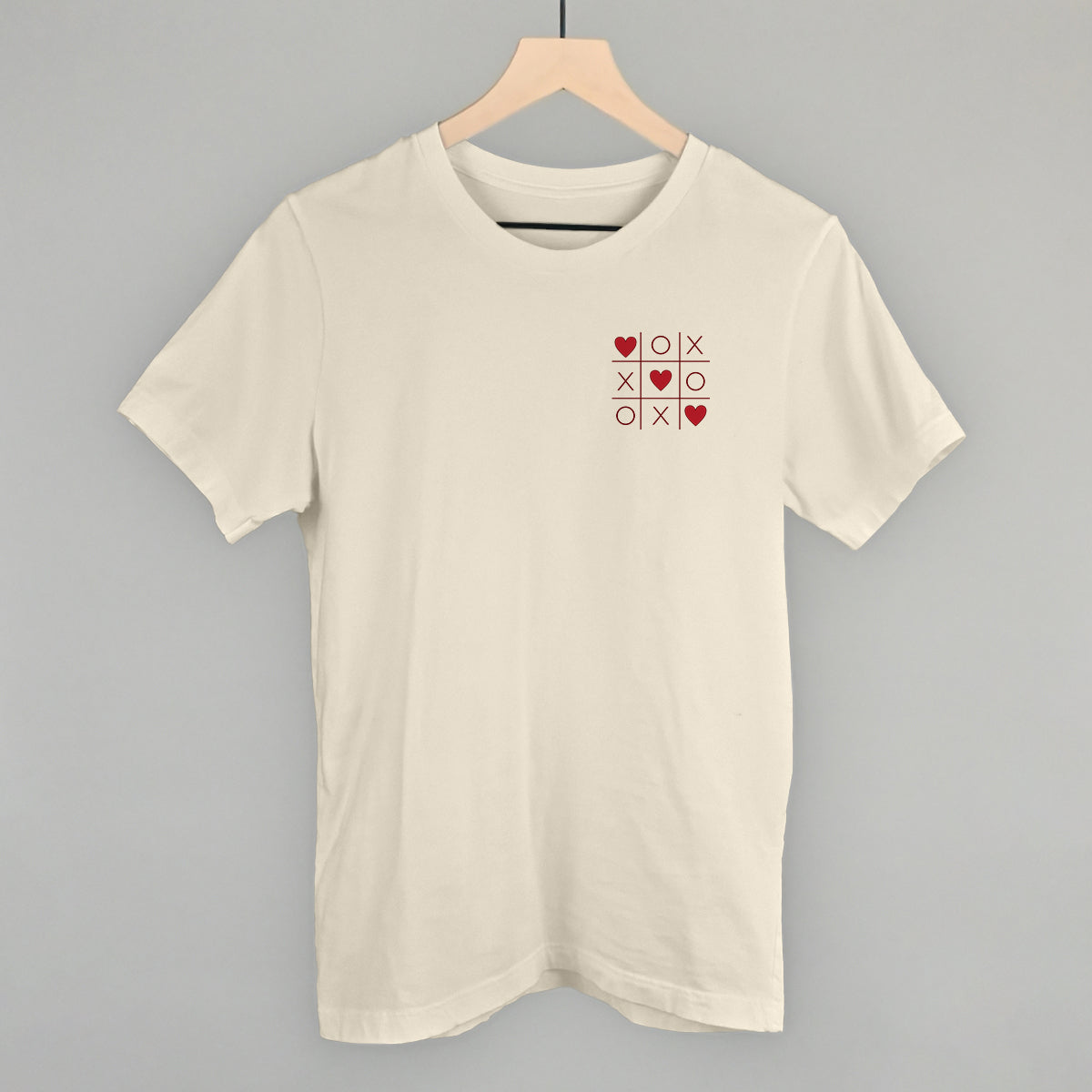 Tic Tac Toe Red Hearts (Left Chest)