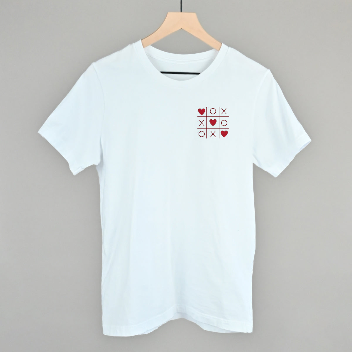 Tic Tac Toe Red Hearts (Left Chest)