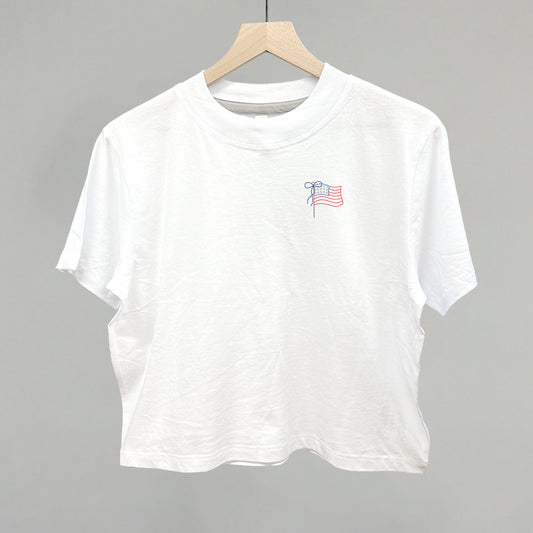 American Flag With Bow (Left Chest)