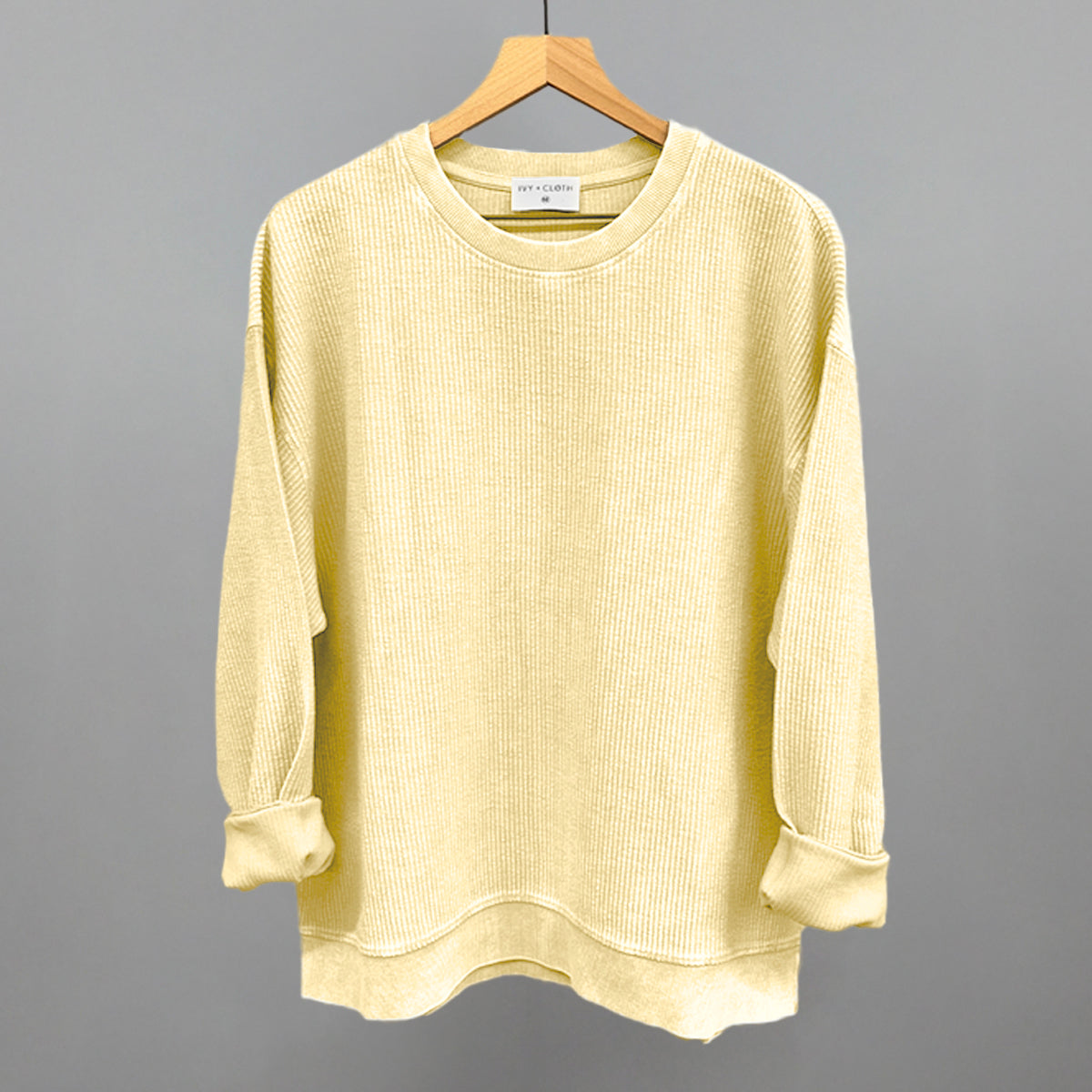 Butter Yellow Oversized Corded Crew