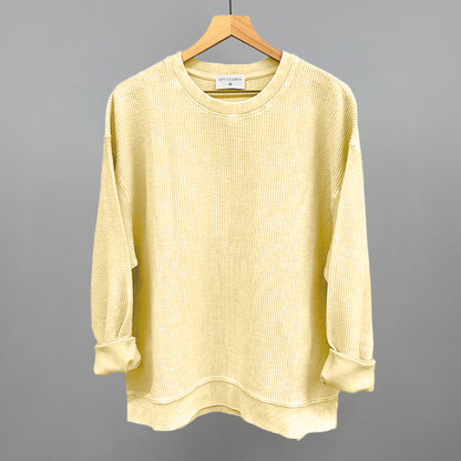 Butter Yellow Oversized Corded Crew