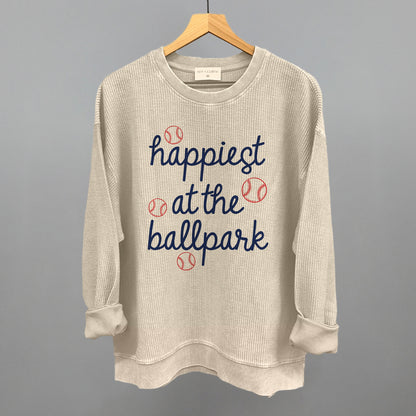 Happiest At The Ballpark Navy Script