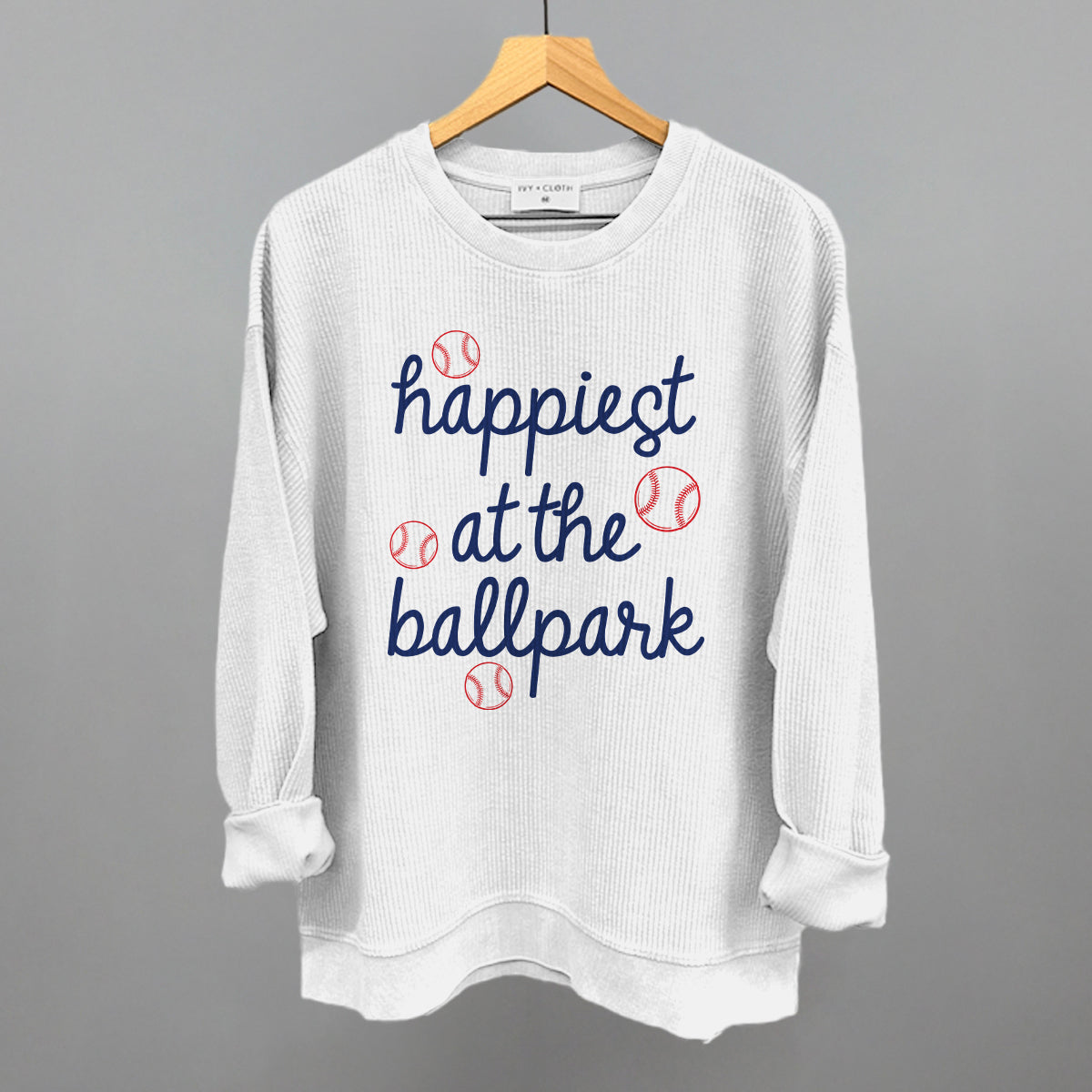 Happiest At The Ballpark Navy Script