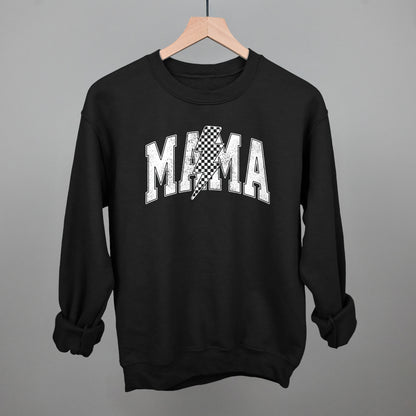 Mama Checkered Lightning Bolt Distressed