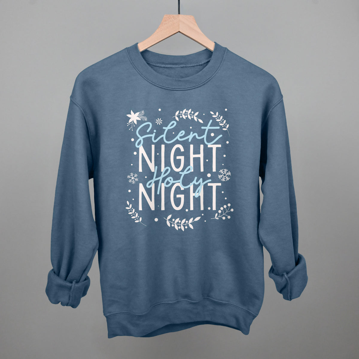 Silent Night Holy Night Blue & White Doodles