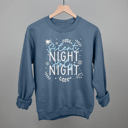 Silent Night Holy Night Blue & White Doodles