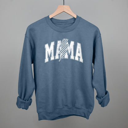 Mama Checkered Lightning Bolt Distressed