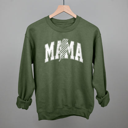 Mama Checkered Lightning Bolt Distressed