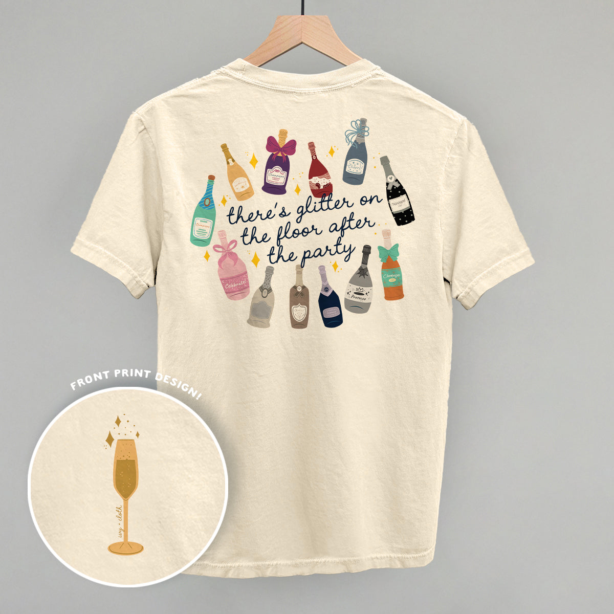 Glitter Champagne Bottles Doodle (Back Print)