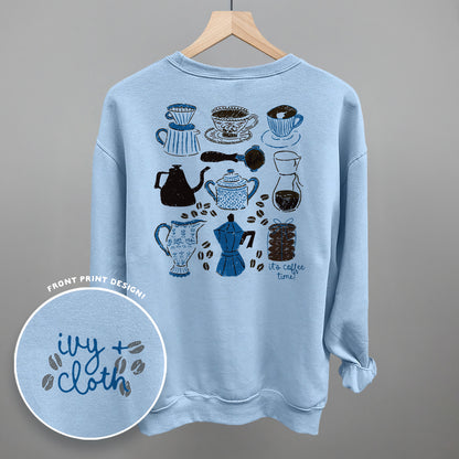 Blue & Brown Coffee Doodles (Back Print)