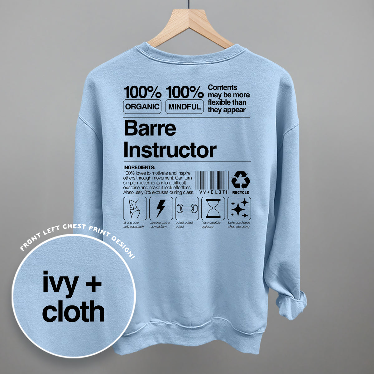 Barre Instructor Nutrition Facts (Back Print)