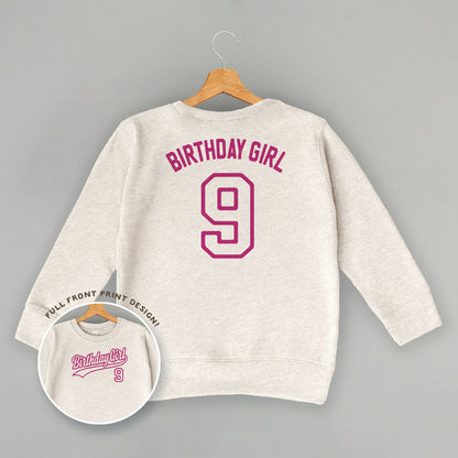 Birthday Girl Varsity #9 (Kids Back Print)