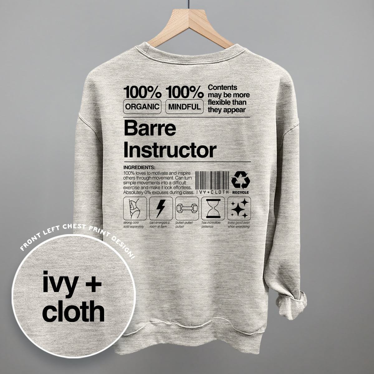 Barre Instructor Nutrition Facts (Back Print)