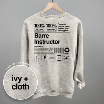 Barre Instructor Nutrition Facts (Back Print)
