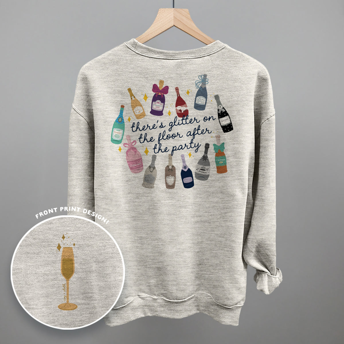 Glitter Champagne Bottles Doodle (Back Print)