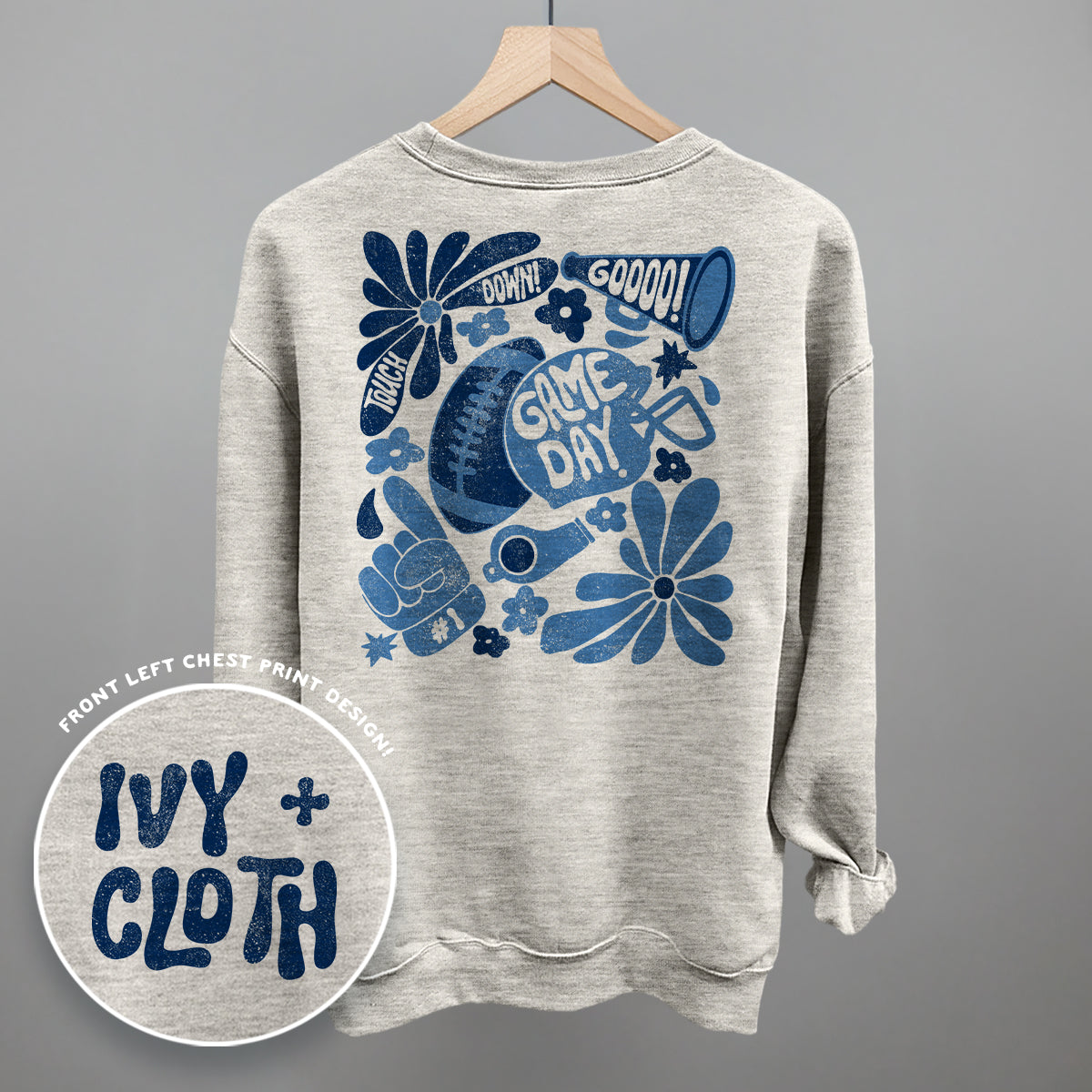 Floral Game Day Blue (Back Print)