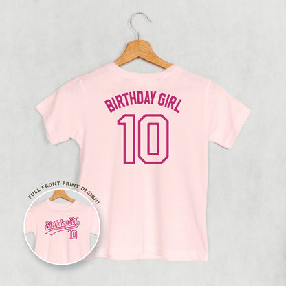 Birthday Girl Varsity #10 (Kids Back Print)