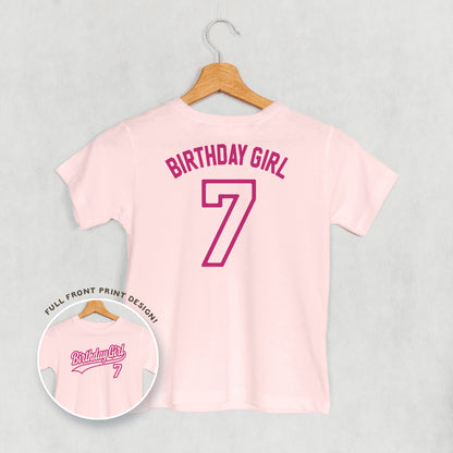 Birthday Girl Varsity #7 (Kids Back Print)