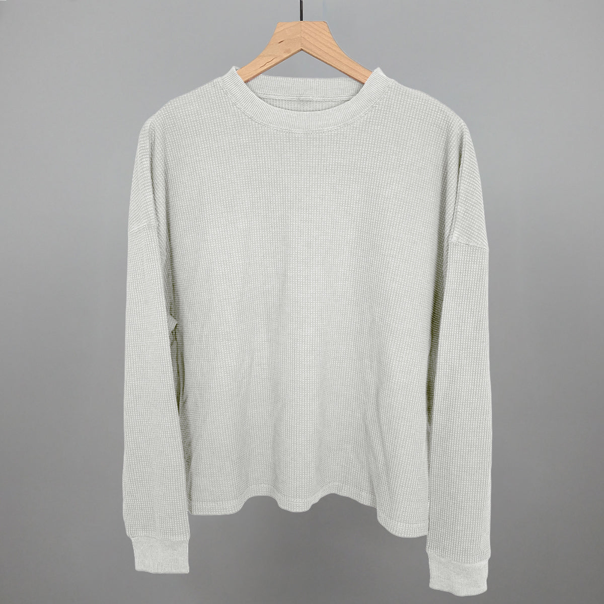 Stone Grey Relaxed Waffle Long Sleeve